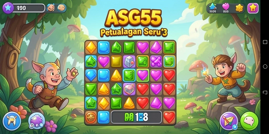 Screenshot gameplay ASG55 menampilkan variasi elemen yang harus dicocokkan.