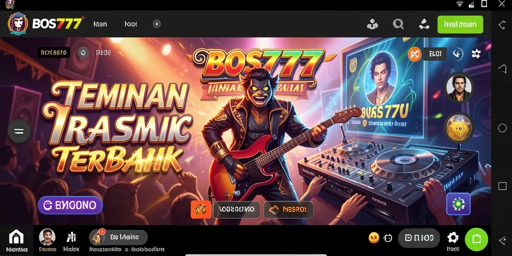 Tangkapan layar utama BOS777 menampilkan antarmuka pemutar musik yang menarik.