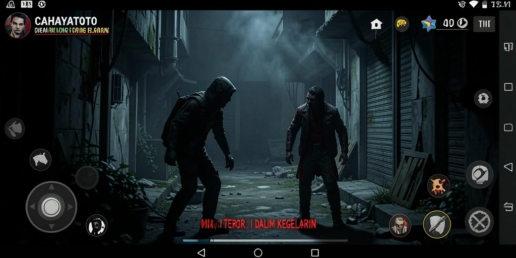 Screenshot gameplay CAHAYATOTO yang menghadirkan ketegangan horor.