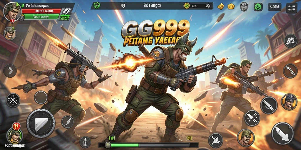 Tampilan aksi seru dari gameplay GG999 dengan karakter yang epik.