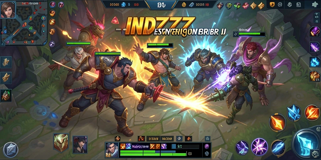 Tampilan gameplay seru di IND777 dengan aksi MOBA yang mendebarkan.
