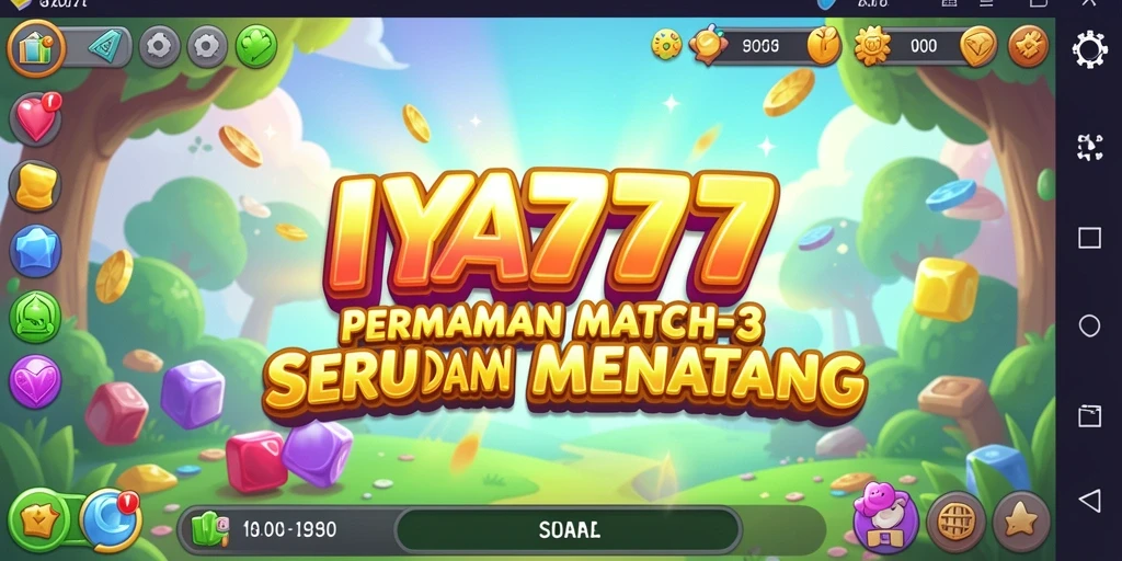 Tampilan gameplay IYA777 yang penuh warna dalam permainan Match-3.