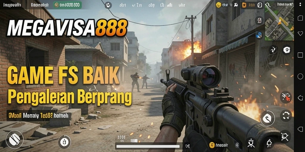 Screenshot MEGAVISA88 menampilkan aksi menegangkan dalam pertempuran FPS.