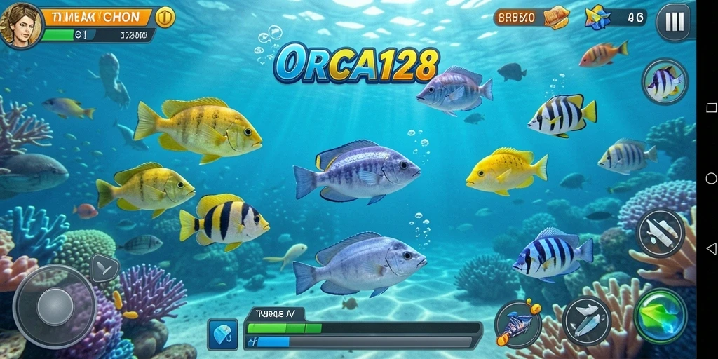 Tampilan gameplay <strong>ORCA128</strong> yang seru dan penuh aksi Tembak Ikan.