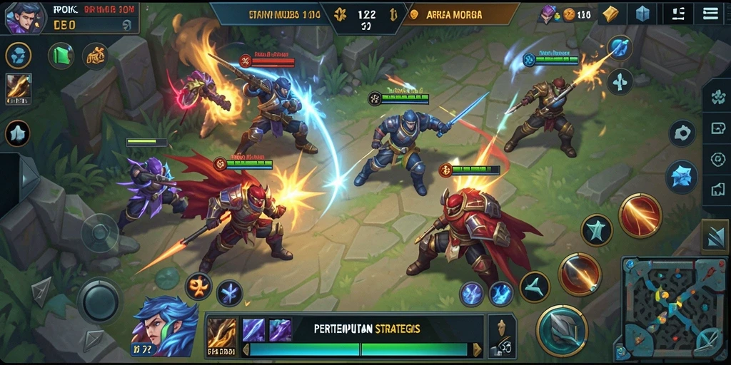 Screenshot gameplay RPOK yang menampilkan aksi seru pertempuran MOBA.